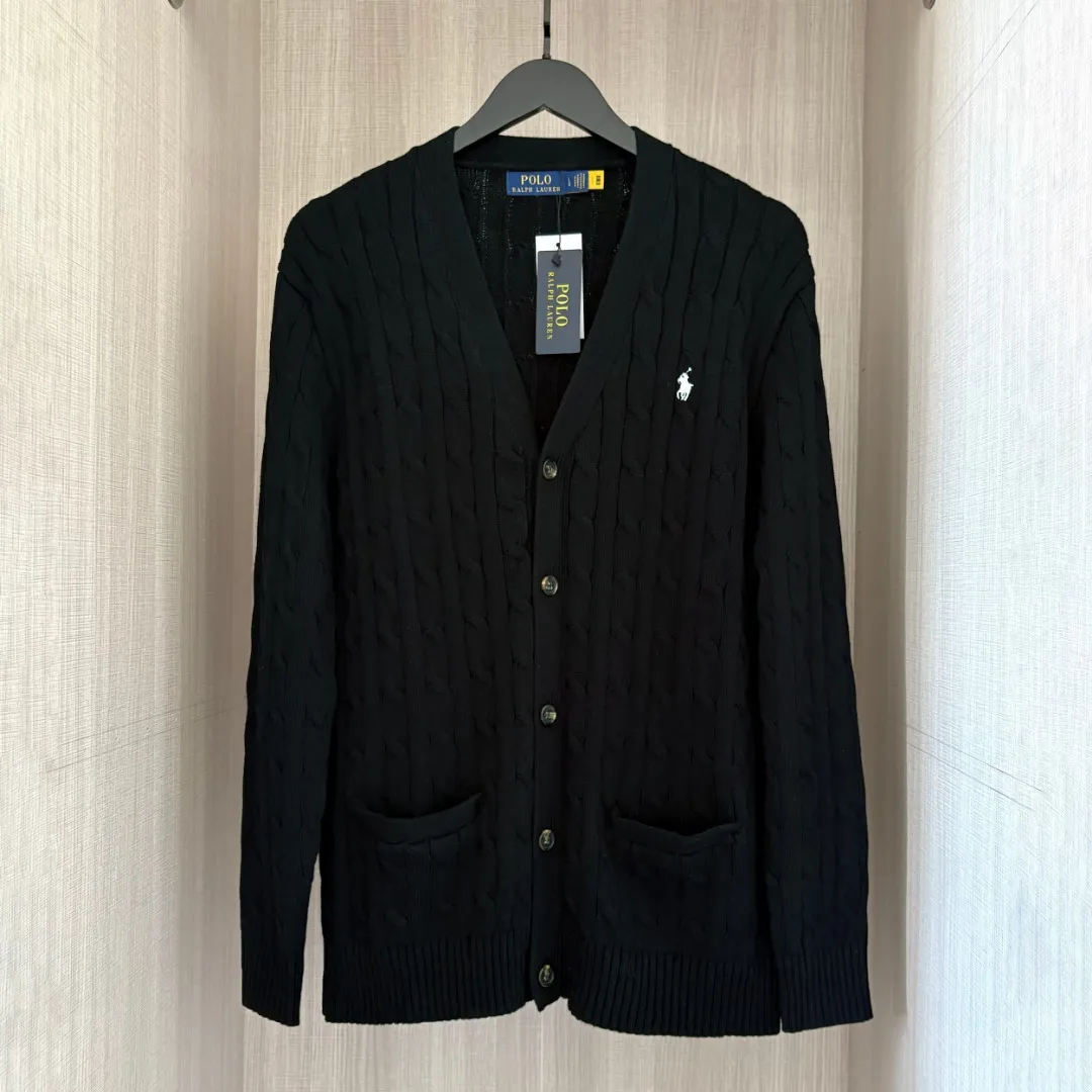P250 RALPH LAUREN Ralph Lauren six-color classic small label embroidery V-neck long-sleeved button cardigan knitted sweater men's and women's couple tops Color: White Black Navy Gray Pink Blue Size: S M L XL Material: Cotton Weight: 720g